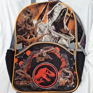 Dinosaur Themed Backpack with Orange Accents